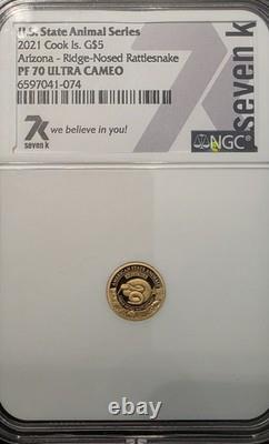 2021 Cook Island Gold Arizona Ridge-nosed Rattlesnake PF70 ULTRA CAMEO