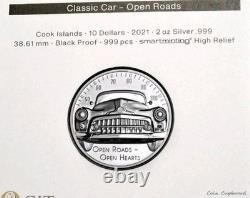 2021 Cook Islands $10 2-oz Silver Classic Car Ultra High Relief Black Proof