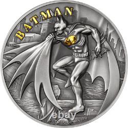 2021 Cook Islands $10 Antique Finish Batman 2 oz. 999 Silver Coin 1000 Made