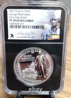 2021 Cook Islands $10 George Washington 2oz Silver Proof NGC PF70 Ultra Cameo