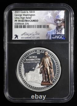 2021 Cook Islands $10 George Washington Proof Silver Coin NGC PF70 UCAM