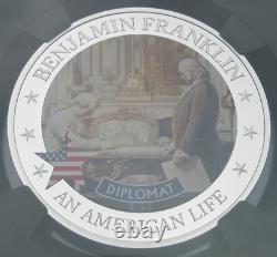 2021 Cook Islands $2 Benjamin Franklin Diplomat NGC MS 70 1/2 oz Silver 7K