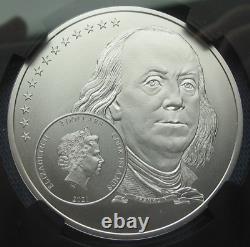 2021 Cook Islands $2 Benjamin Franklin Diplomat NGC MS 70 1/2 oz Silver 7K