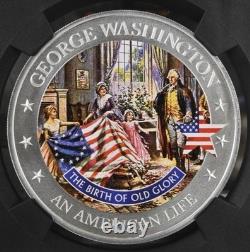 2021 Cook Islands $2 OLD GLORY Life of George Washington 1/2 Oz NGC MS70