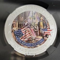2021 Cook Islands $2 Silver Coin NGC MS70 Life of Washington Old Glory