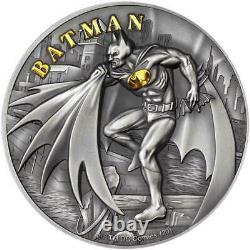 2021 Cook Islands 2 oz Batman DC Comics Gilded Antique Finish Silver Coin