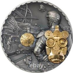 2021 Cook Islands $20 Steampunk Jet Pack 3oz Silver. 999 Antique High Relief
