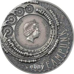 2021 Cook Islands $20 Steampunk Jet Pack 3oz Silver. 999 Antique High Relief