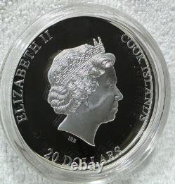 2021 Cook Islands $20 Ultra High Relief Silver Burst 3oz. 999 Silver Box & COA