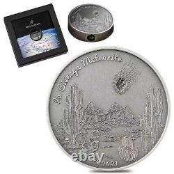 2021 Cook Islands 26mm Space meteorite inlaid silver coin 1oz antiqued