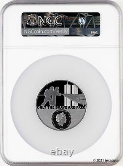 2021 Cook Islands 3oz Black Proof Silver Real Heroes Firefighter FR NGC PF69