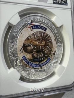 2021 Cook Islands $5 Arizona Rattlesnake Silver Coin Graded MS 70 by NGC