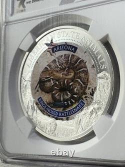 2021 Cook Islands $5 Arizona Rattlesnake Silver Coin Graded MS 70 by NGC