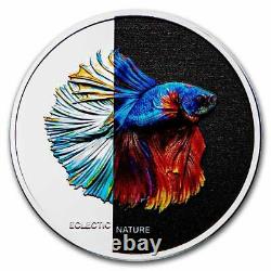 2021 Cook Islands $5 Eclectic Nature Fighting Fish 1oz. 999 Silver Mintage-1,500