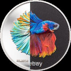 2021 Cook Islands $5 Eclectic Nature Fighting Fish UHR 1oz Proof Silver Coin
