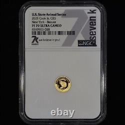 2021 Cook Islands $5 Gold Coin? Ngc -70? New York Beaver Proof 038? Trusted