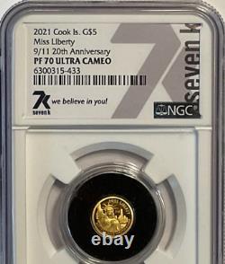 2021 Cook Islands $5 Gold Miss Liberty 9/11 20th Anniversary Coin NGC PF 70 7K