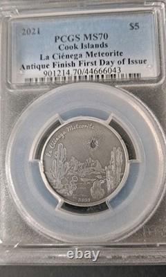 2021 Cook Islands $5 La Cienega Meteorite Coin Graded MS 70 by PCGS Low Mintage