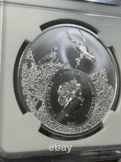 2021 Cook Islands $5 Michigan Brook Trout Silver Coin Graded MS 70 by NGC