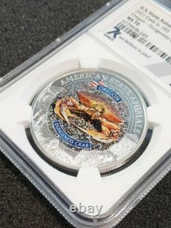 2021 Cook Islands $5 Oregon Dungeness Crab NGC MS70 State Animal Silver Proof