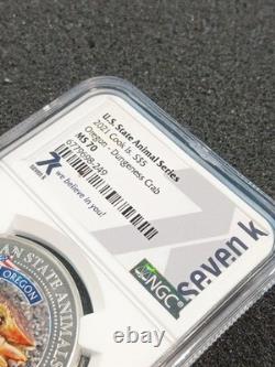 2021 Cook Islands $5 Oregon Dungeness Crab NGC MS70 State Animal Silver Proof