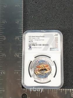 2021 Cook Islands $5 Oregon Dungeness Crab NGC MS70 State Animal Silver Proof