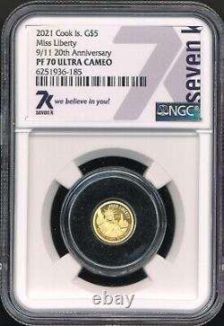 2021 Cook Islands $5 Proof. 9999 Gold Miss Liberty Coin NGC PF 70 ULTRA CAMEO