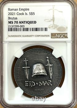 2021 Cook Islands $5 Roman Empire Series BRUTUS 1 oz Silver Mintage 500 NGC MS70