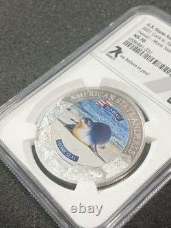 2021 Cook Islands $5 Silver Coin HI Monk Seal American State Animal MS70