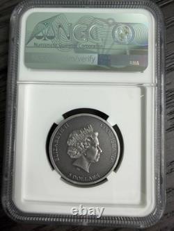 2021 Cook Islands $5 Silver La Cienega Meteorite 1 oz NGC MS-69 Antiqued