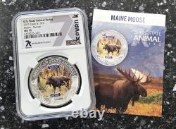 2021 Cook Islands $5 Silver US State Animal Maine Moose NGC MS-70 7k