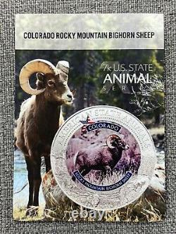 2021 Cook Islands $5 U. S. State Animal Colorado Rocky Mtn Bighorn Sheep NGC MS70