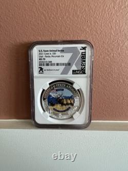 2021 Cook Islands $5 Utah Rocky Mountain Elk U. S. State Animal Silver NGC MS70