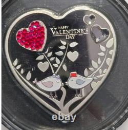 2021 Cook Islands $5 Valentine Heart 20g. 999 Silver Proof Swarovski