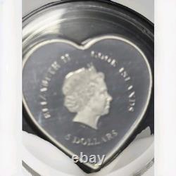 2021 Cook Islands $5 Valentine Heart 20g. 999 Silver Proof Swarovski