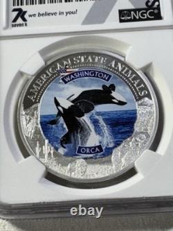 2021 Cook Islands $5 Washington Orca Silver Coin Graded MS 70 by NGC
