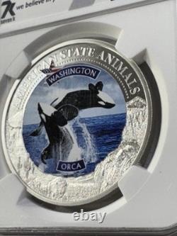 2021 Cook Islands $5 Washington Orca Silver Coin Graded MS 70 by NGC