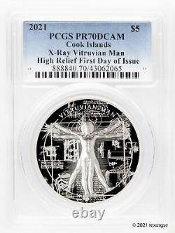 2021 Cook Islands $5 X-Ray Vitruvian Man 1oz Silver PCGS PR70DCAM HR FDI