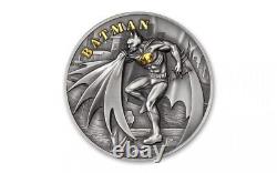 2021 Cook Islands Batman 2 oz. Silver Antiqued Coin with Original Mint Packaging