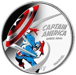 2021 Cook Islands Captain America Marvel 1 oz. 999 Silver Coin (999 Mintage)