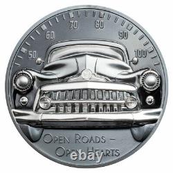 2021 Cook Islands Classic Car Ultra High Relief 2 oz Silver Black Proof $10 Coin