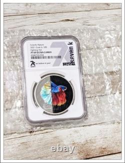 2021 Cook Islands Eclectic Nature Fighting Fish 1oz. 999 Silver NGC PF69 UC