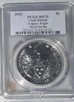 2021 Cook Islands Legacy Eagle First Strike 5 Dollars Silver PCGS MS70