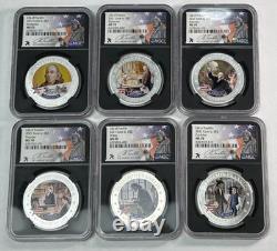 2021 Cook Islands Life of Franklin $2 1/2 oz Silver Coins NGC MS70 Six Coins