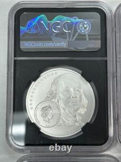 2021 Cook Islands Life of Franklin $2 1/2 oz Silver Coins NGC MS70 Six Coins