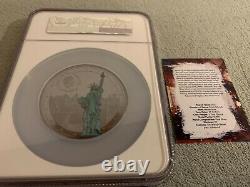 2021 Cook Islands Miss Liberty $25 20th Ann 5oz Silver Coin, $1 Note, 2011 Medal
