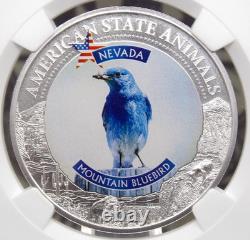 2021 Cook Islands Nevada MOUNTAIN BLUEBIRD NGC MS70 #082 Animal Series ECC&C