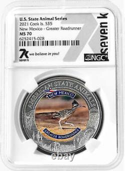 2021 Cook Islands New Mexico Greater Roadrunner Ngc Ms70 American State Animals