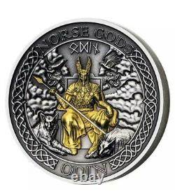 2021 Cook Islands Odin The Norse Gods 2 oz Antique finish Silver Coin 1$