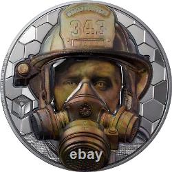 2021 Cook Islands Real Heroes Firefighter 1 Kilo Black Proof Silver Coin